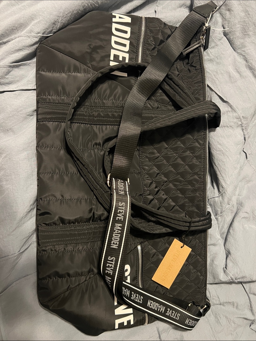Steve Madden Black Quilted Weekender Bag - NWT